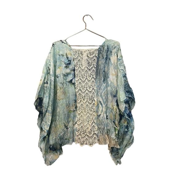 Chico’s Floral Fantasy Lace-Back Poncho large/XL - Picture 3 of 6